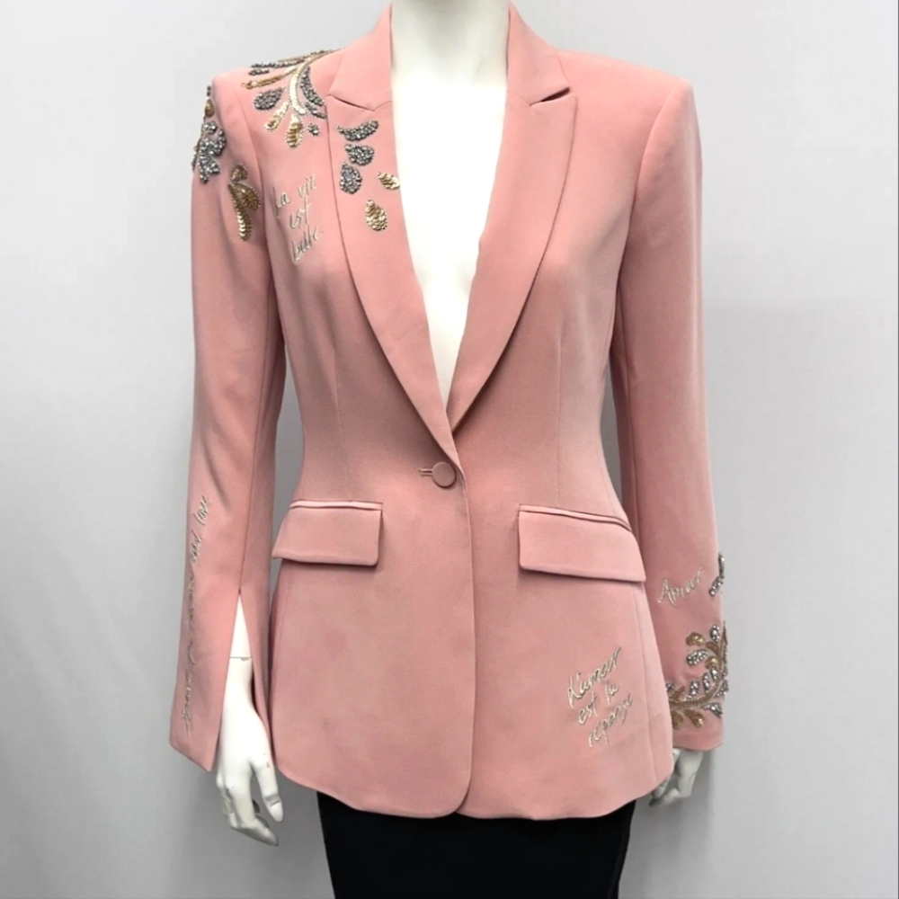Cinq à Sept Pink Embellished Cheyenne Blazer, Size 2